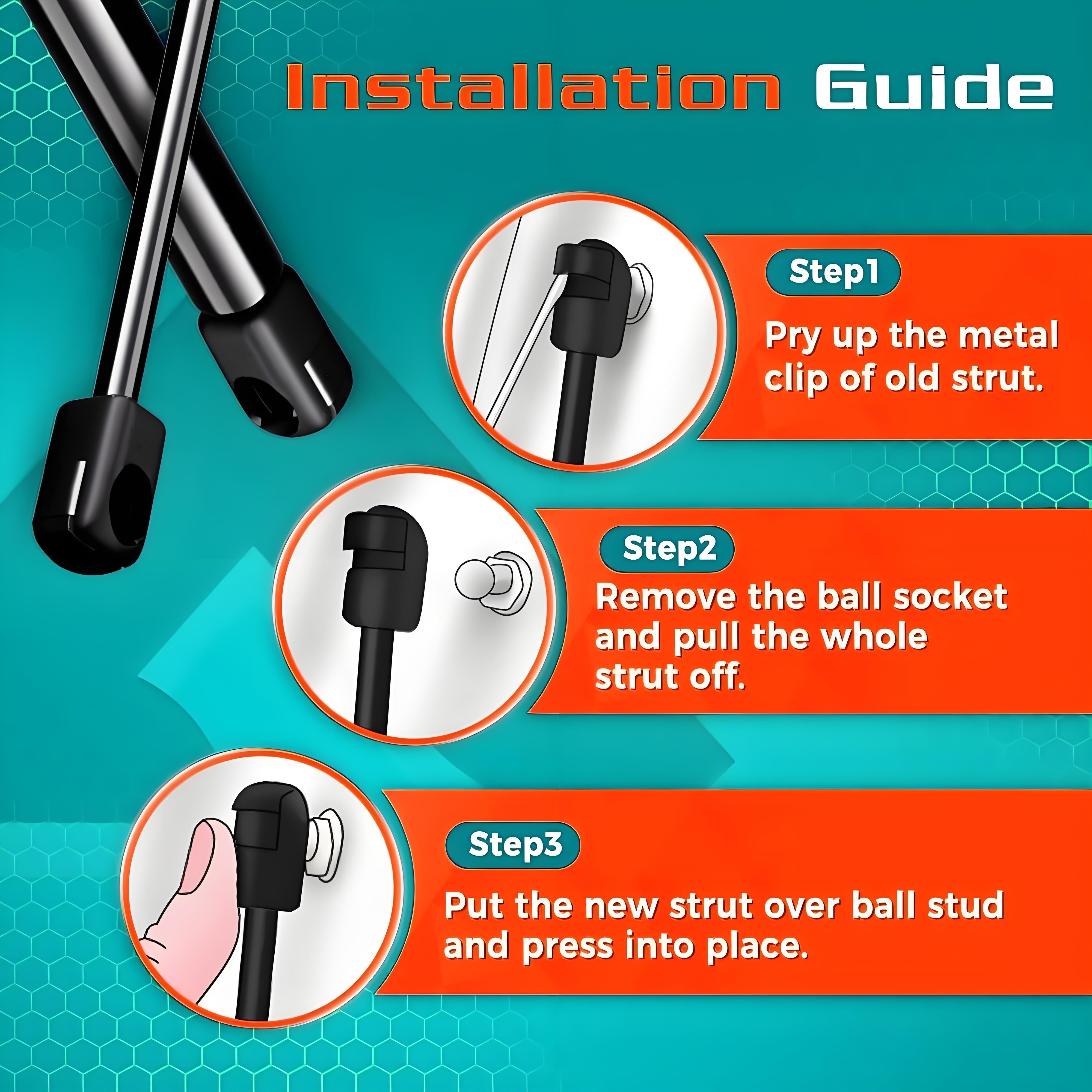 2-Pack Iron Rear Hatch Lift Supports for SUV Tailgate Struts