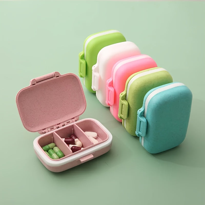 Colorful Mini Portable Medicine Box Moisture Proof 3-Compartment Organizer