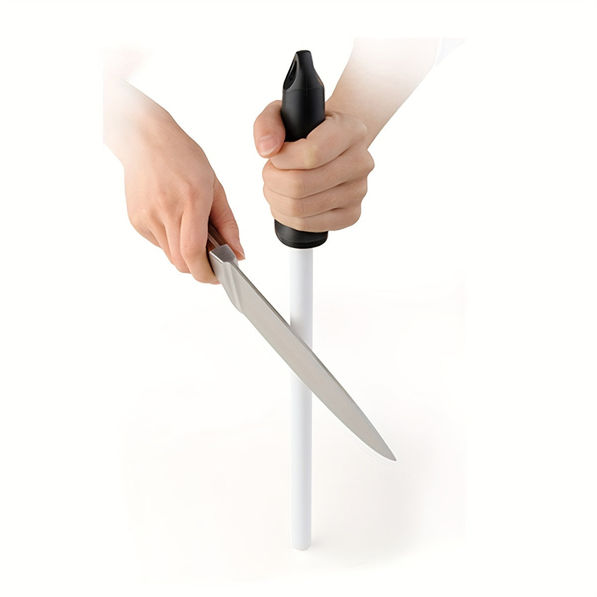 10-Inch Ceramic Sharpening Rod with Safety Guard and Ergonomic Grip