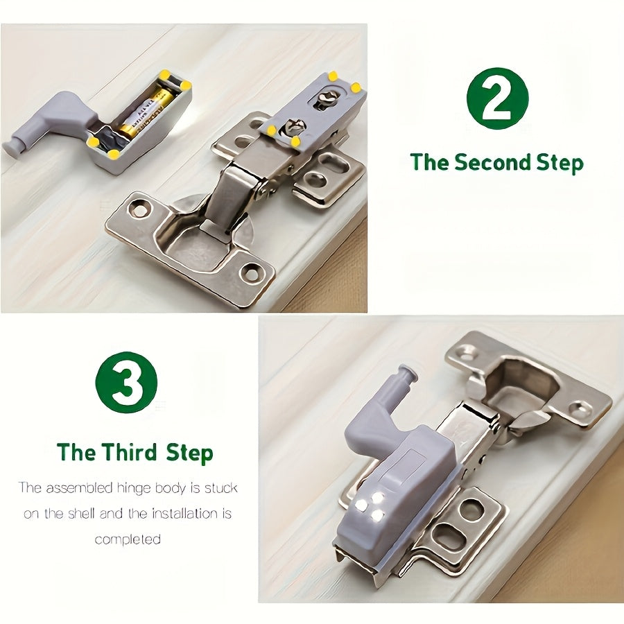 10pcs RGB LED Hinge Lights Touch-Activated Adjustable Height Battery-Powered for Wardrobe Bathroom Storage