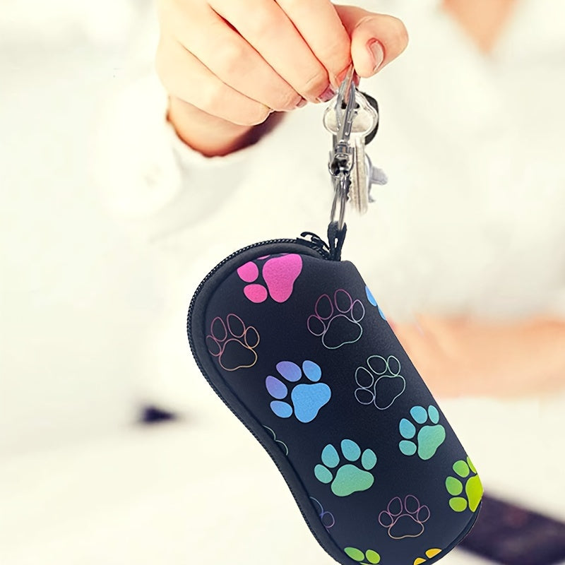 Mustahkam Neoprene Ko'zoynak Qutisi Itning Poyasi Izlari Dizayni - Sayohat va Sport uchun Ideal - Erkaklar va Ayollar uchun Mos