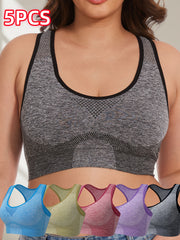 Women Breathable Seamless Sports Bras Plus Size Wireless Yoga Underwear Set
