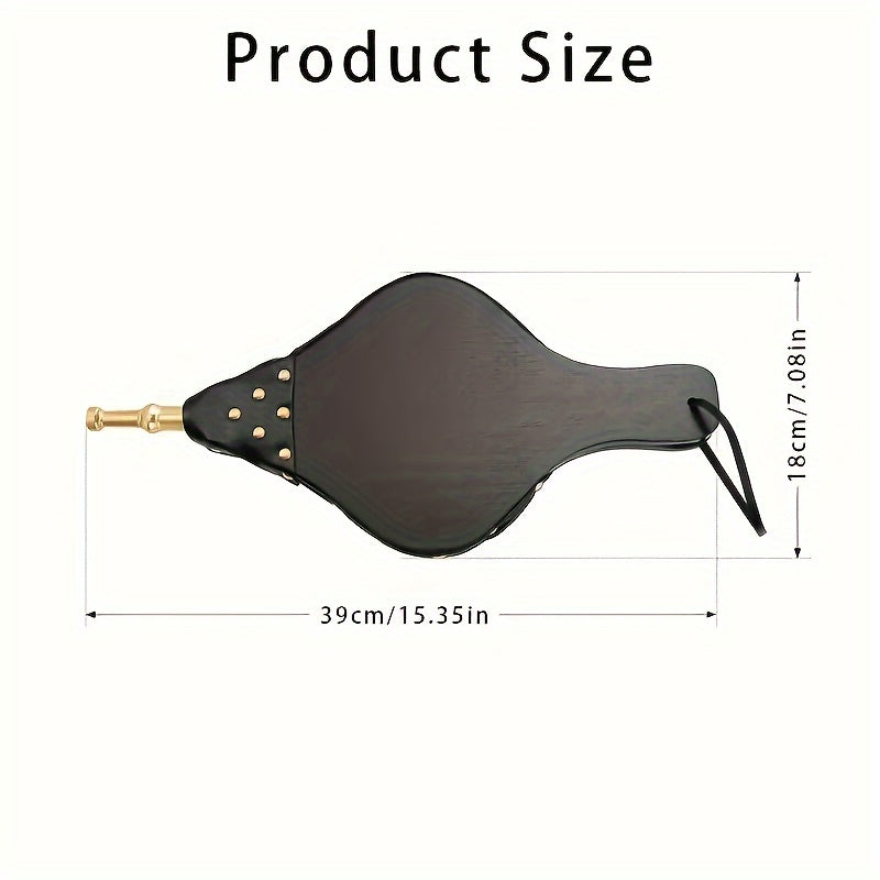 Handheld Fireplace Bellows with Golden Nozzle, Durable Wood-Burning Blower, Indoor Outdoor Heating Tool