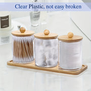 Bamboo Bathroom Storage Organizer for Swabs Cotton Balls and Floss