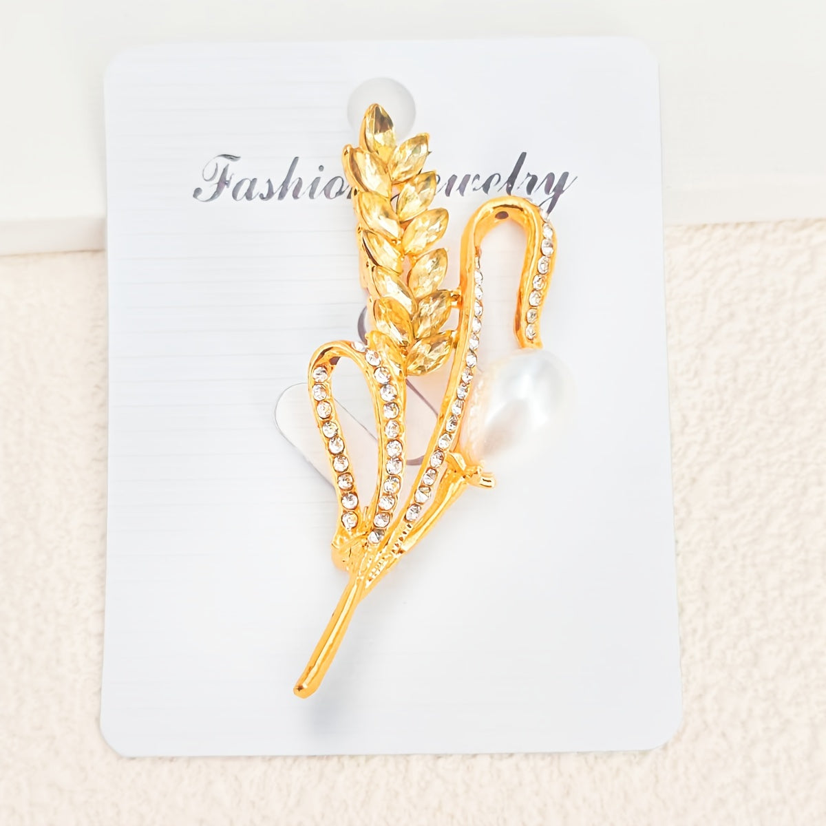 Elegant Rhinestone Wheat Pearl Brooch for Sweaters Shirts and Suits 1 or 2 Pieces