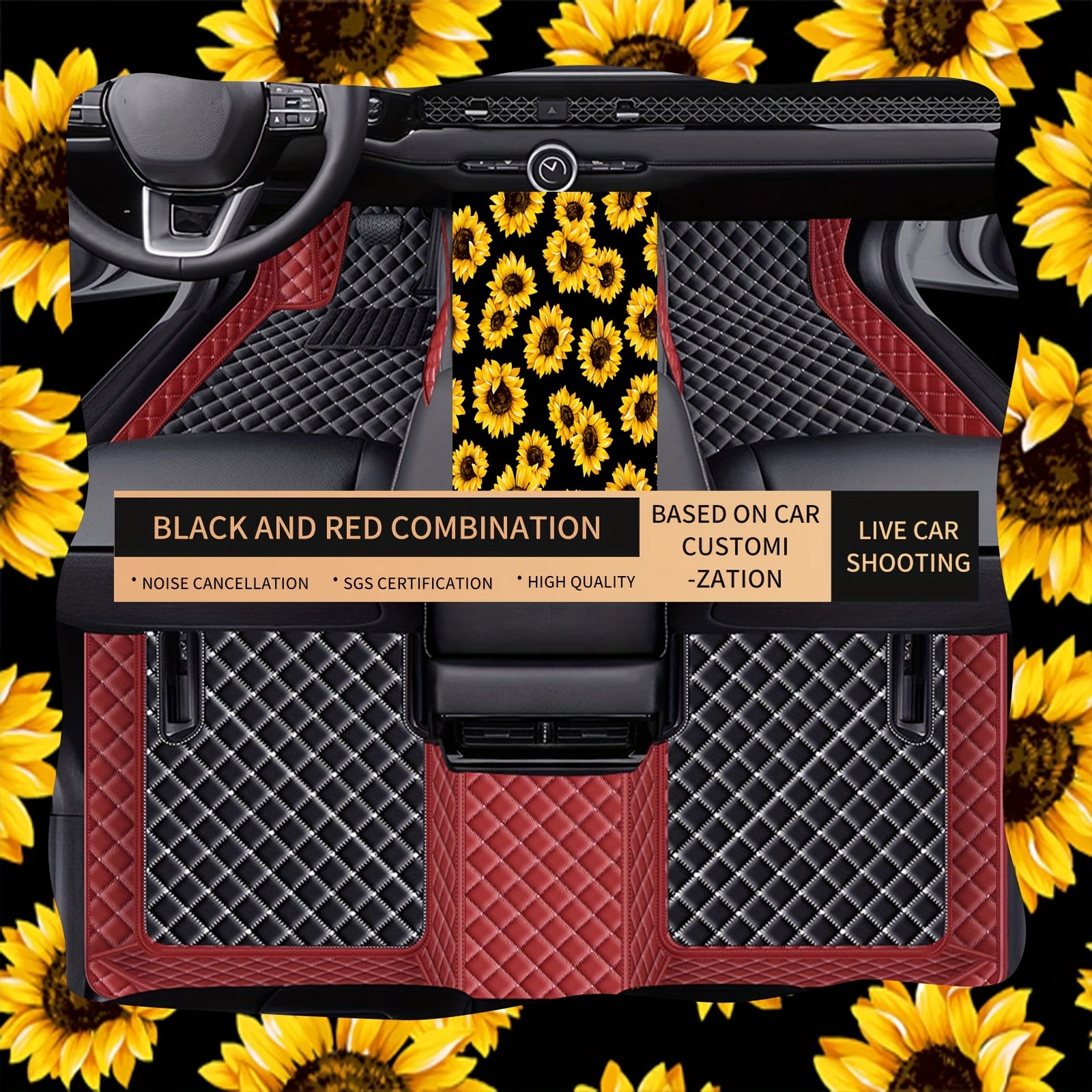 Alfombrillas de suelo de imitación cuero para coche SUV duraderas y fáciles de limpiar patrón a cuadros