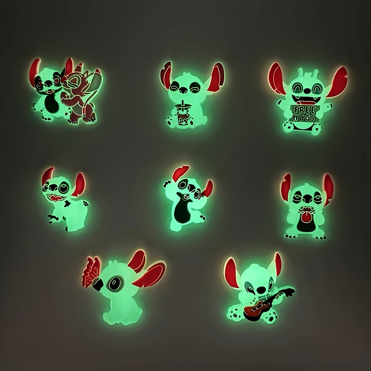 8pcs Kids Dinosaur Shoe Charms Fluorescent Garden Buckles Removable Accessories