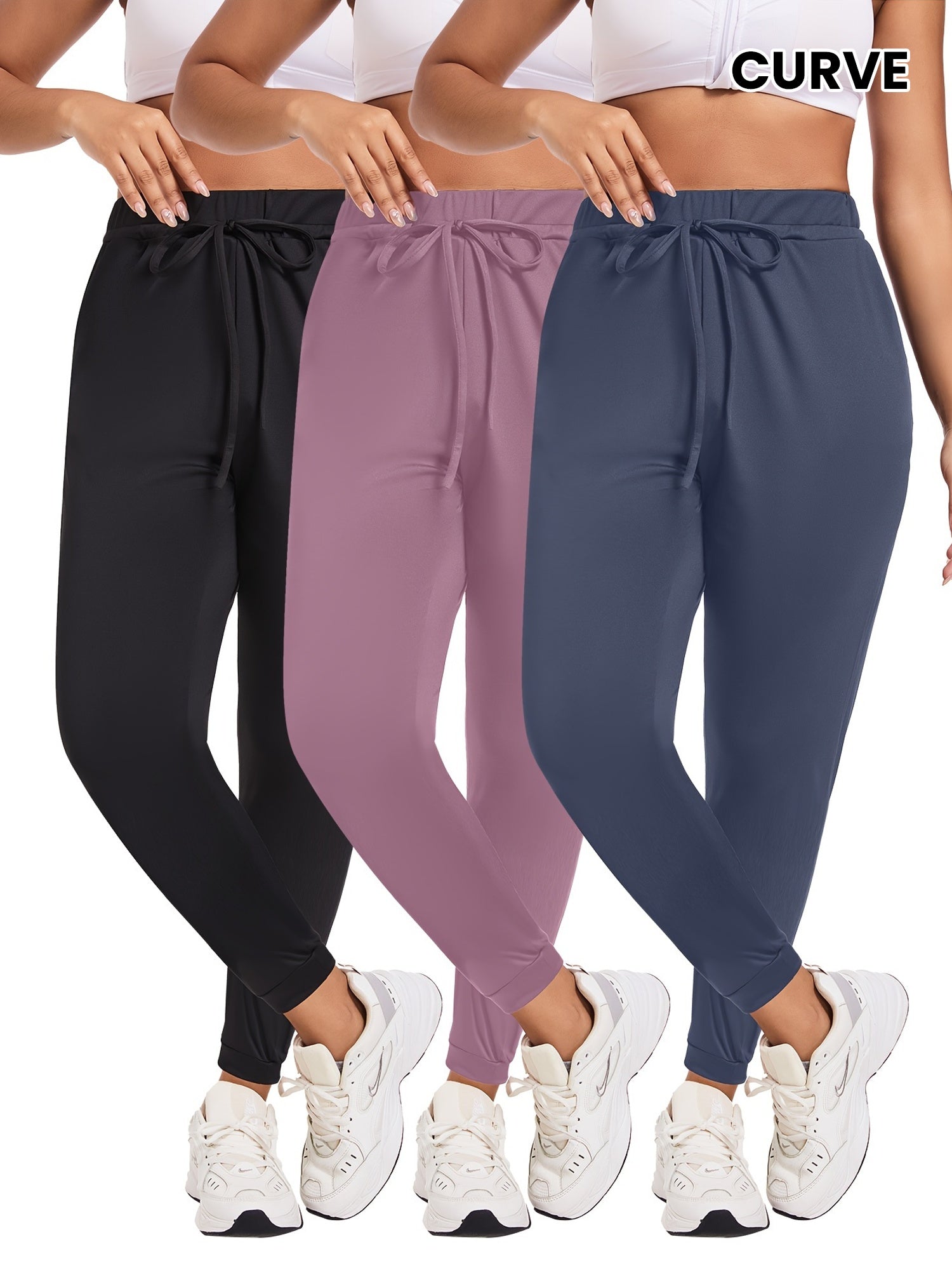Women's Large Yoga Leggings Set 3 Piece Casual Drawstring Sports Easy Wear