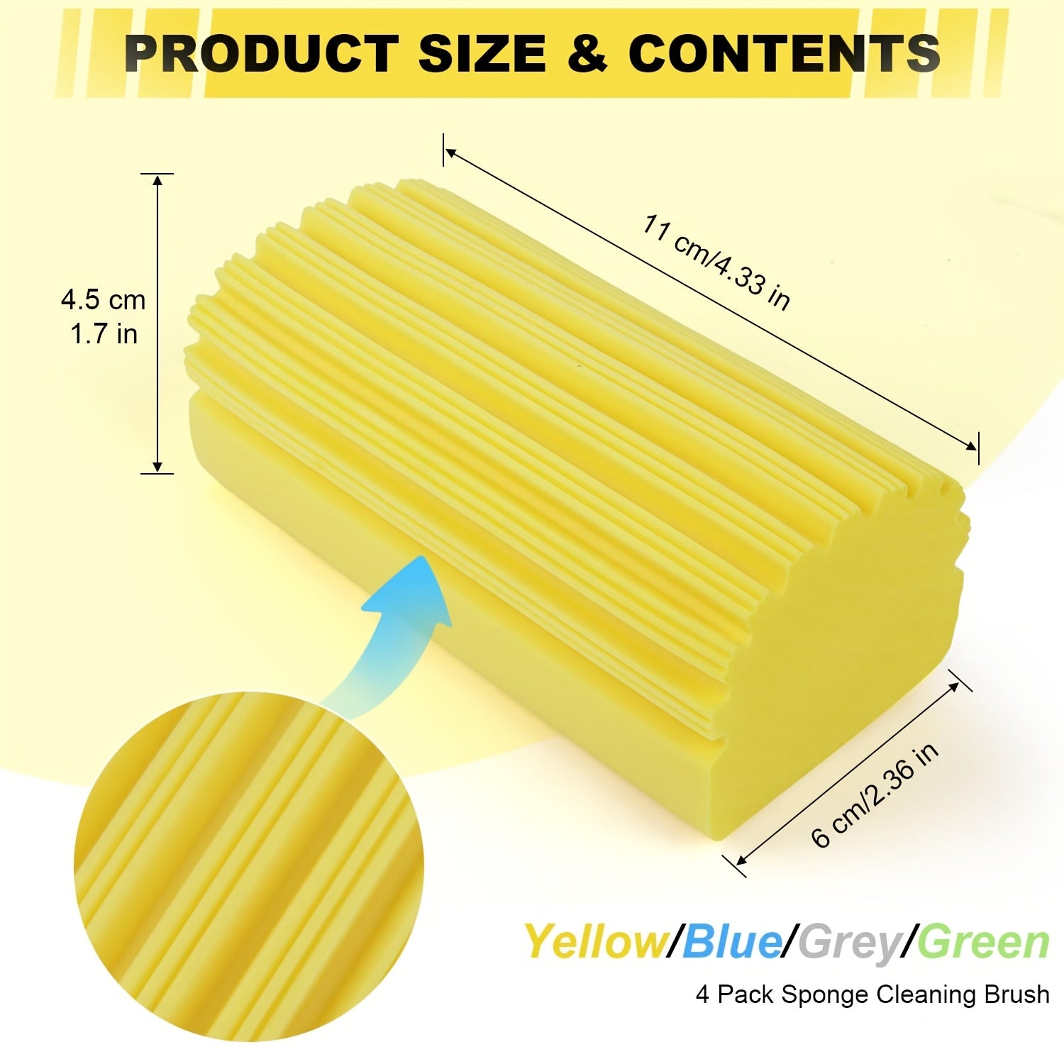 Yellow Damp Dusting Sponges Set of 4 for Cleaning Baseboards Windows and Vents