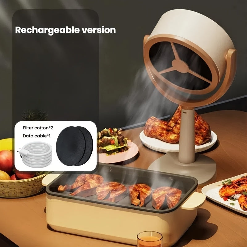 Новая USB-заряжаемая универсальная кухонная вытяжка с абсорбцией, может быть установлена или подвешена, компактный дизайн для рабочего стола, неограниченное поглощение дыма — необходимый аксессуар для устранения кухонных паров.