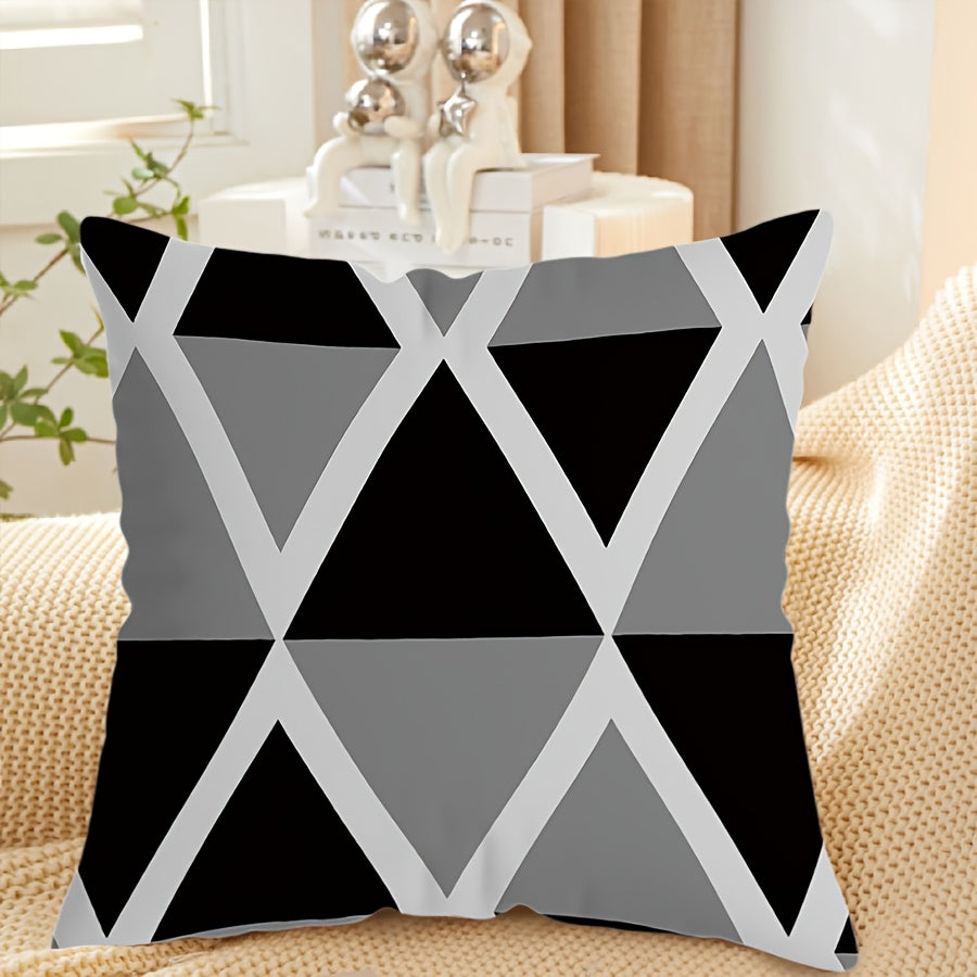 Decorative Gray Geometric Sofa Pillow Cover 45cm Square for Home Bed Couch