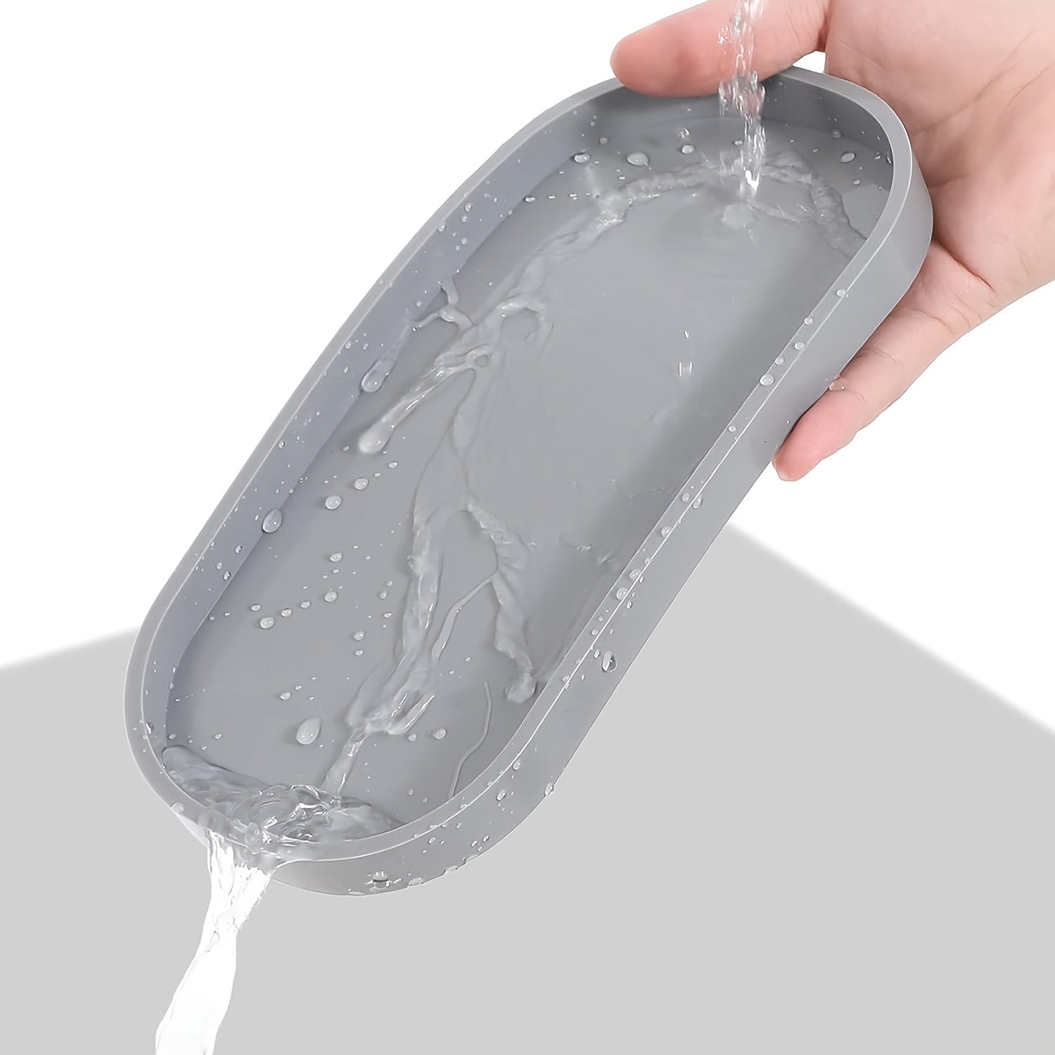 Silicone Bathroom Storage Tray for Cosmetics and Essentials