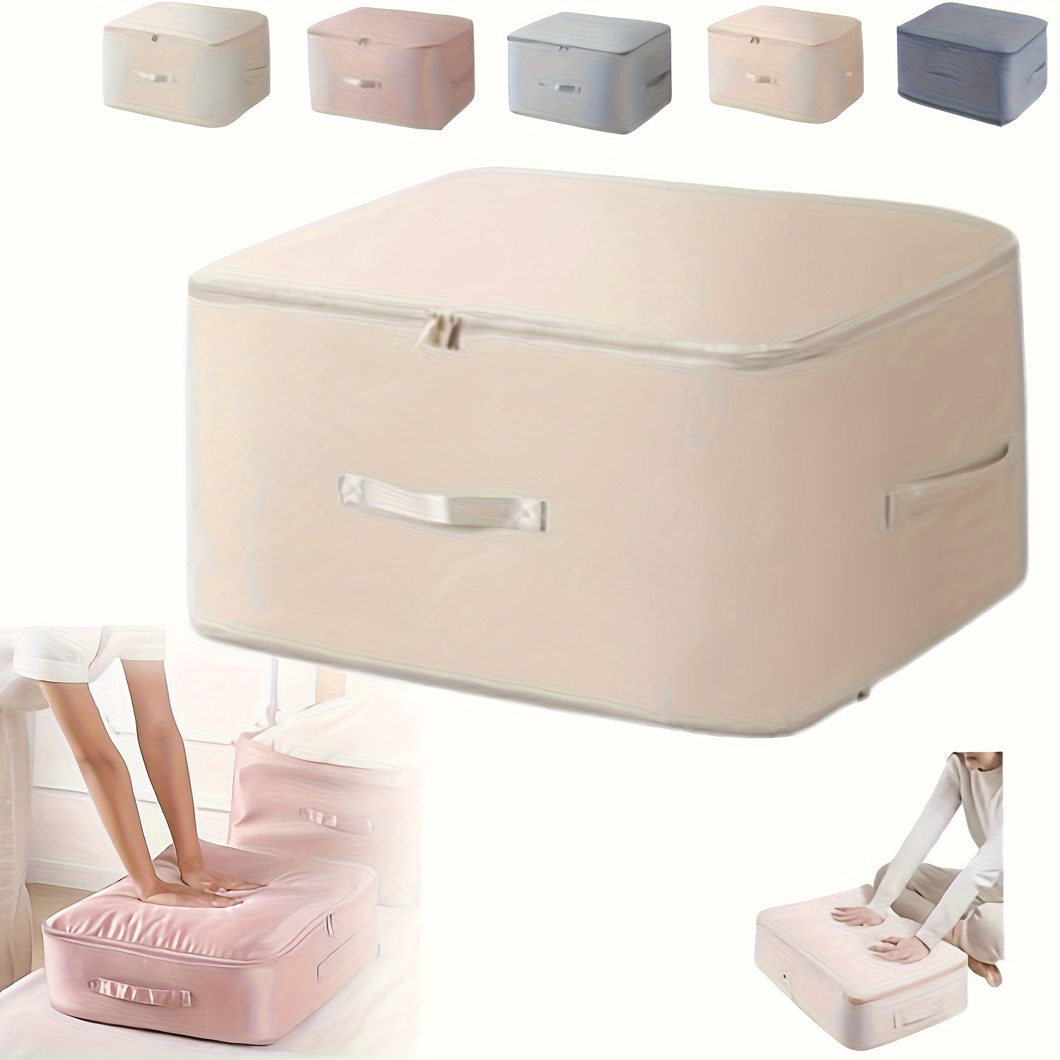 Bolsa de almacenamiento de nylon de autocompresión con cremallera para edredones, ropa y mantas, ahorrador de espacio, organizador de alta resistencia