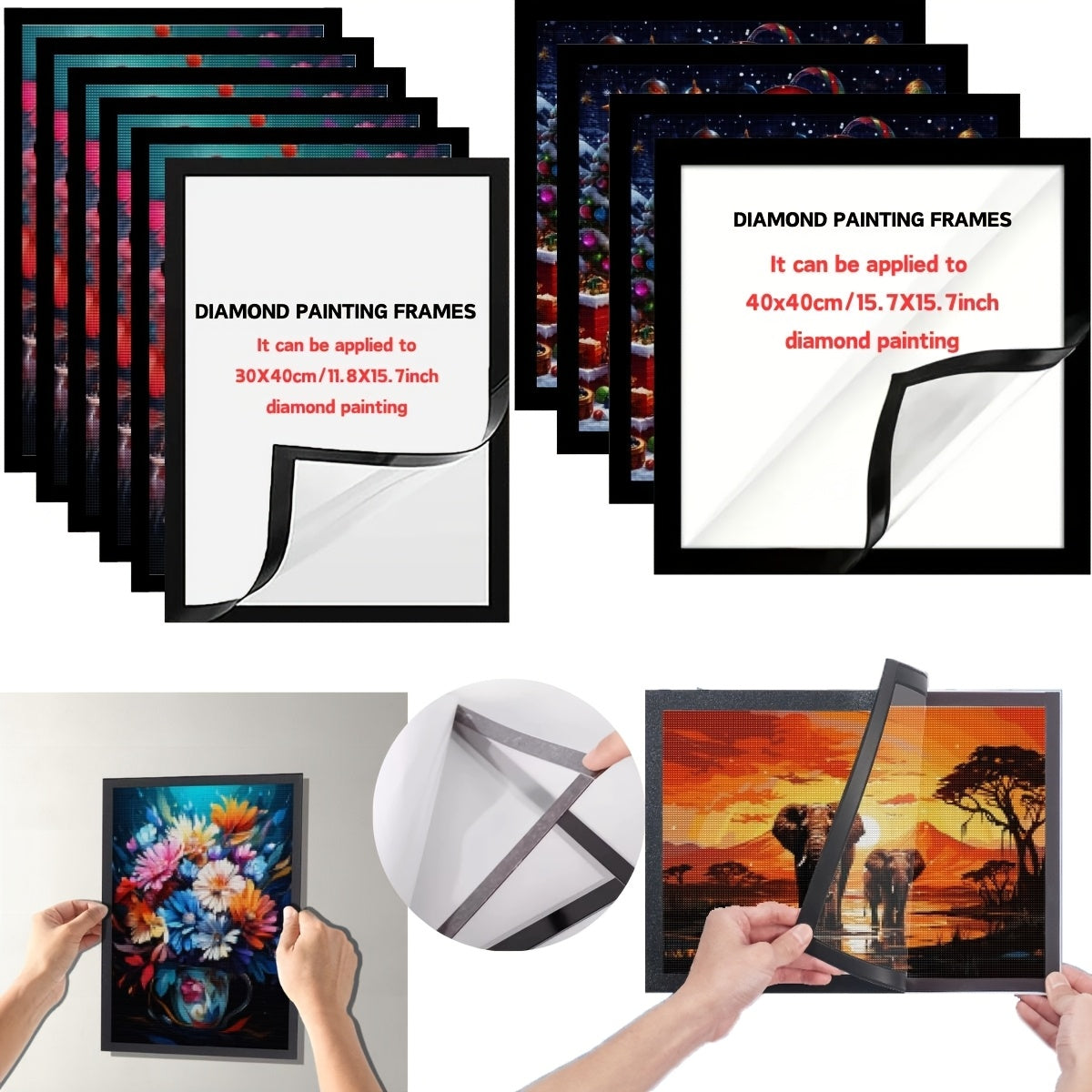 Diamond Painting Frames Set PVC Magnetic Self-Adhesive Wall Display for Diamond Art Photos Posters