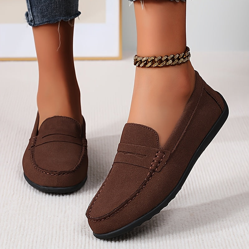 Women’s Faux Cover Loafers Slip-On Flats Round Toe Comfortable All-Season