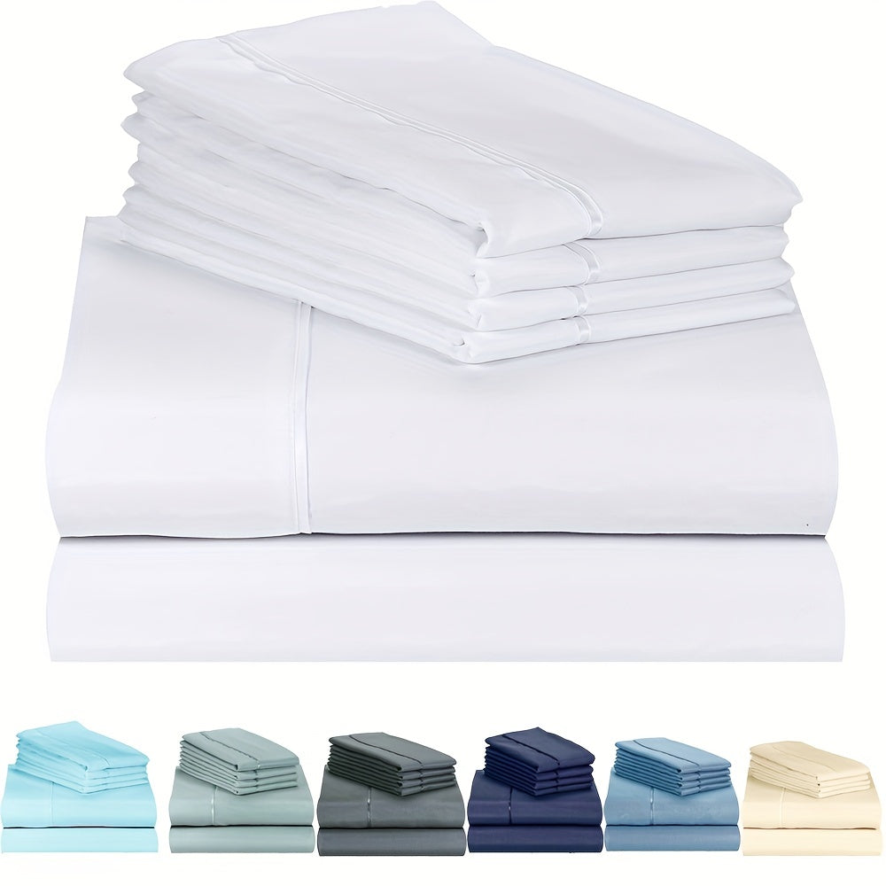 Luxury Fitted Sheet Set with Wrinkle and Stain Resistant Deep Pocket Bedding for Bedroom or Hotel