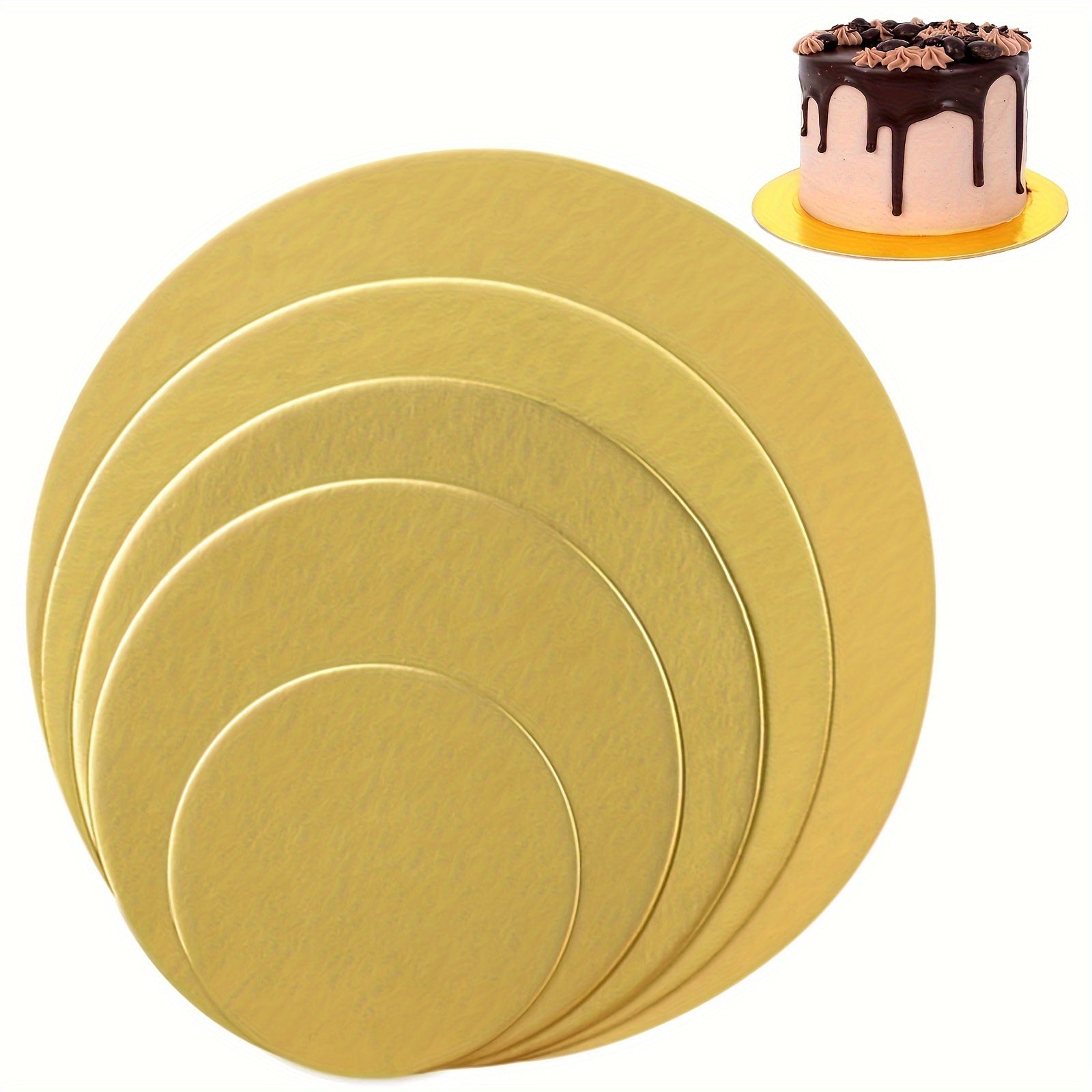 Set of 10 Gold Round Cake Boards Disposable Grease-Proof Food Grade for Cakes Pizzas