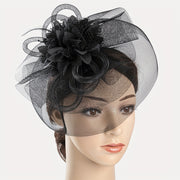 Women's Mesh Flower Faux Feather Veil Hair Accessory for Weddings and Parties