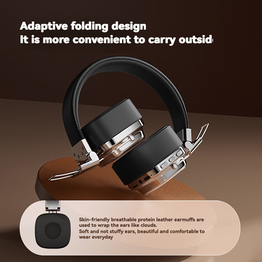 Retro Style Wireless Headphones Noise Cancelling Earmuffs Long Battery Life Wired Support Outdoor Activities