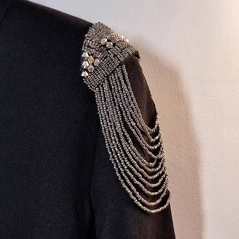 Vintage Polyresin Tassel Epaulette Shoulder Brooch Pin for Stage Wedding Costumes