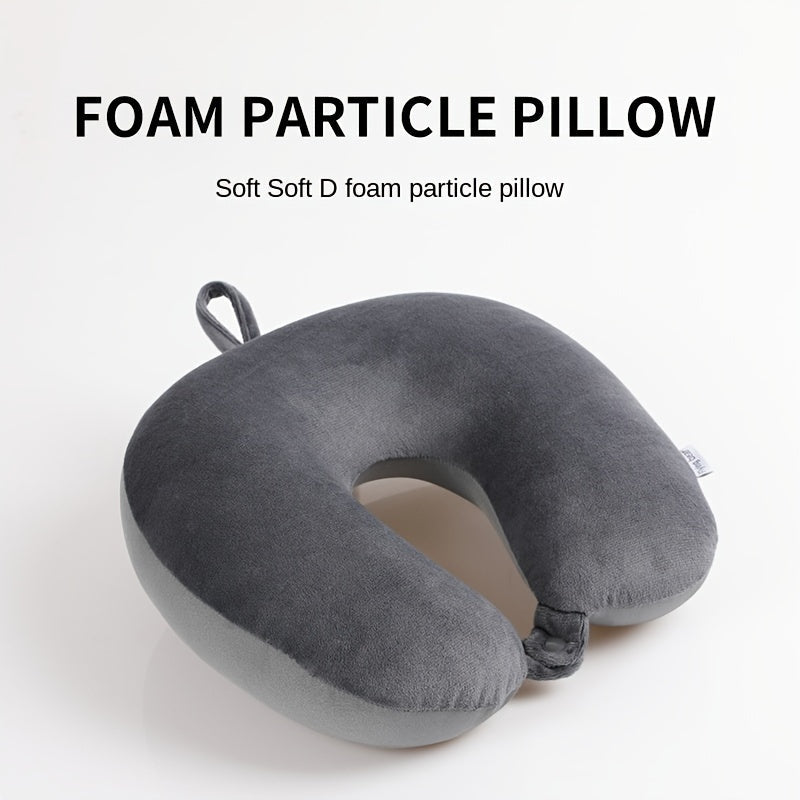 Grey Travel Neck Pillow U-Shaped Memory Foam Support for Office, Car, Airplane