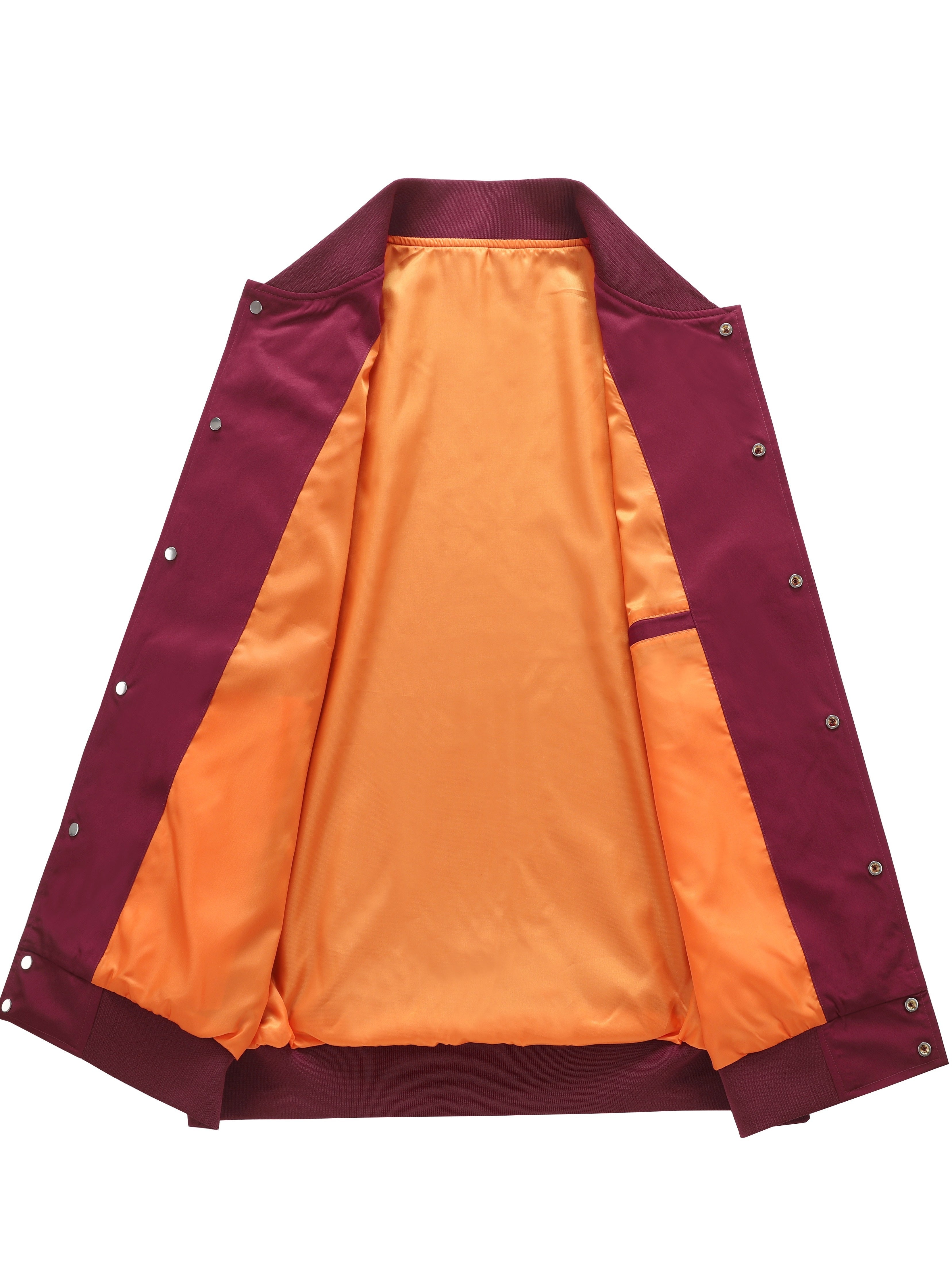 Men's Plus Size Varsity Jacket Lightweight Polyester Preppy Baseball Collar Pockets