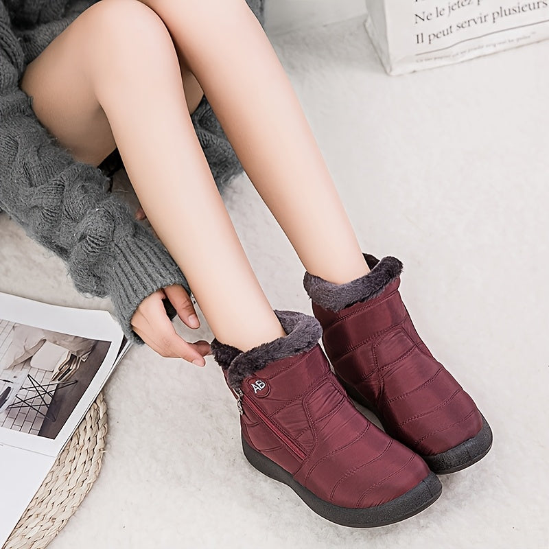 Women's Winter Thick Warm Fleece Short Boots Flat Large Sizes 36-44