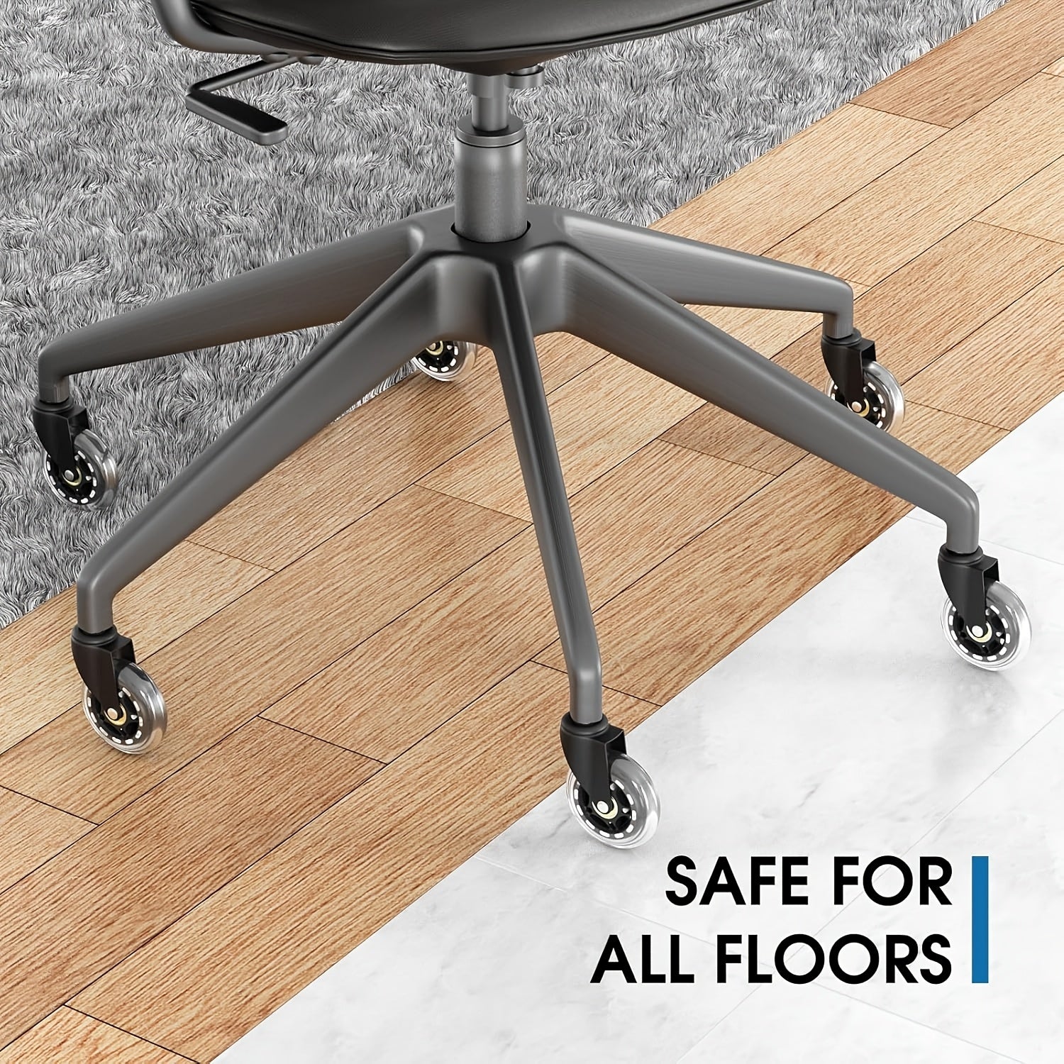 3-дюймовые черные прозрачные резиновые поворотные колеса для офисных кресел с бесшумными колесами