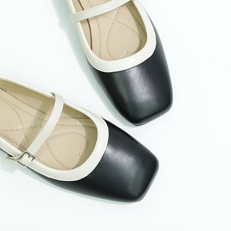 Women's Mary Jane Flats Synthetic Upper Square Toe All-Season