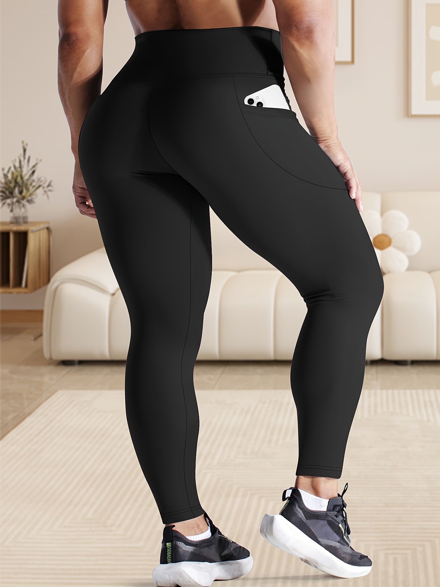 Женские леггинсы для йоги с высокой талией и контролем живота, с карманами