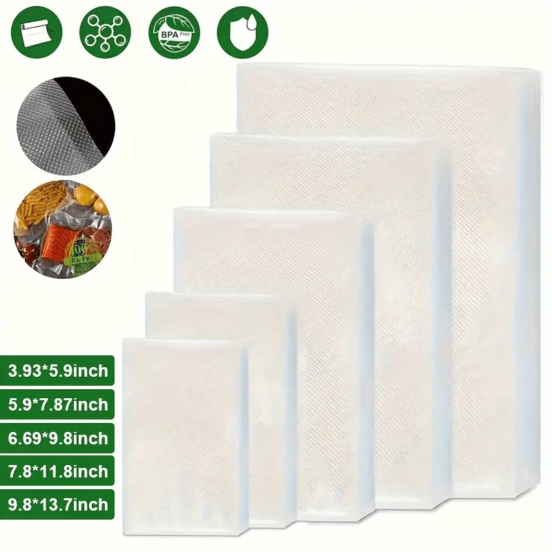 250 Pieces Reusable White Vacuum Seal Mesh Bags for Food Preservation and Space Saving