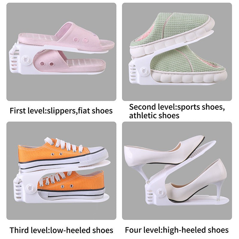 Регулируемая пластиковая полка для обуви на 1/5/10/15/20 предметов, идеально подходит для дома и общежития - компактное и простое в сборке решение для хранения обуви