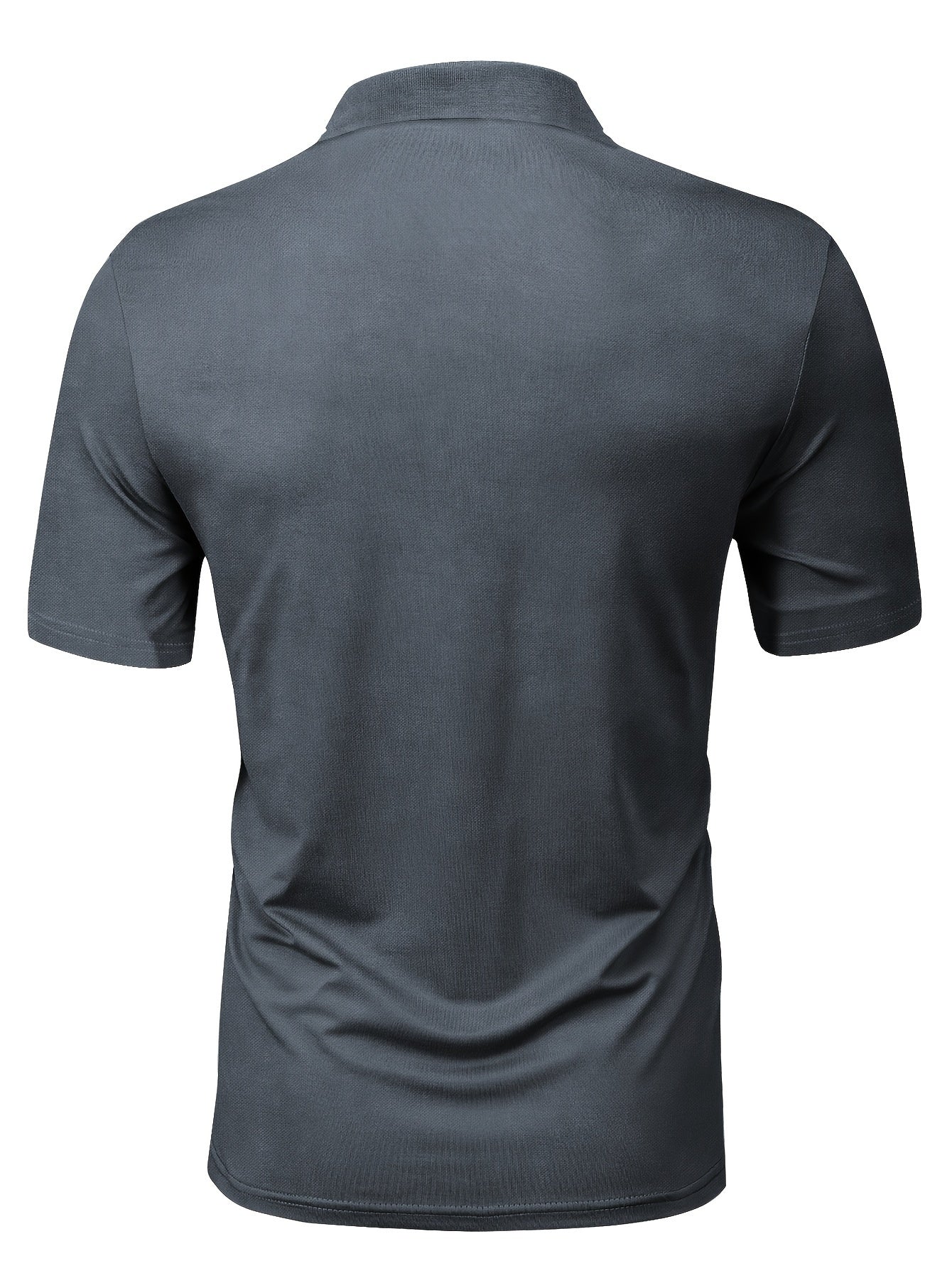 Men's Blue Summer Shirt Polyester Casual Short Sleeve Button-Up