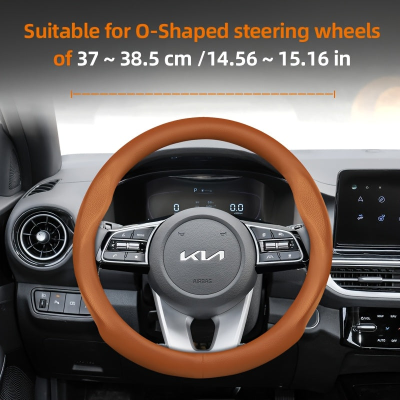 Universal Ultra-Thin Faux Leather Steering Wheel Cover Breathable Non-Slip