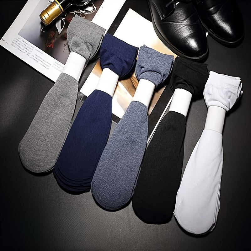 Men's Ultra-Thin Sweat-Wicking Mid-Calf Socks 10 Pairs Breathable Polyester Spandex
