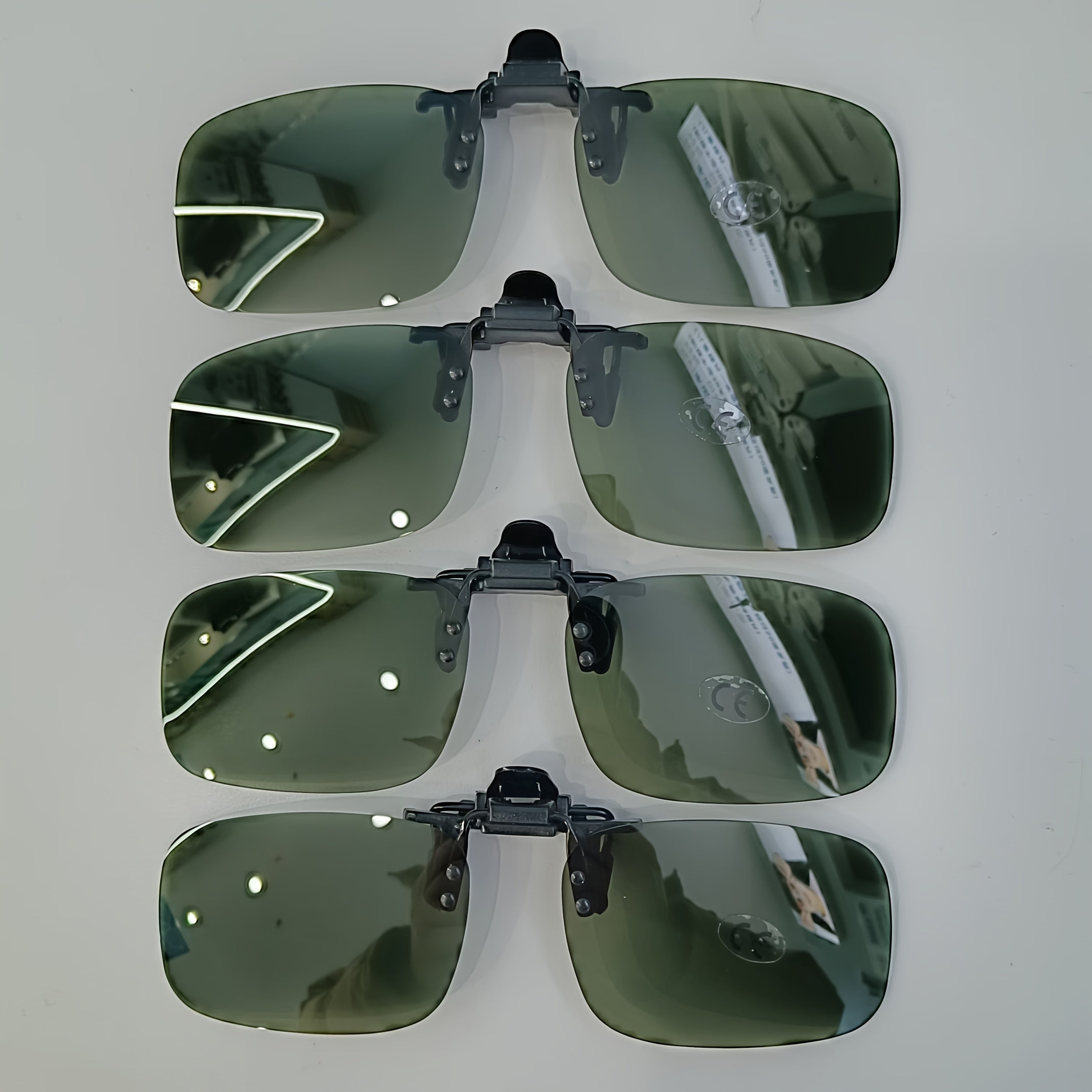 4 Pack Clip-On Polarized Driving Glasses Night Vision Rectangular