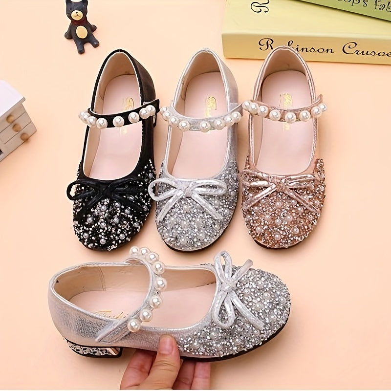 Girls' Princess Shoes with Crystal Details for Summer and Party Wear High Heels and Soft Bottoms