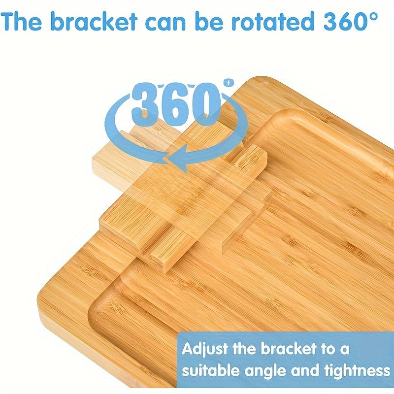 Поднос для дивана из бамбука с пристегивающимся подлокотником — складной и портативный, изготовлен из прочного желтого бамбука — идеально подходит для хранения чашек, стаканов, пультов дистанционного управления и многого другого