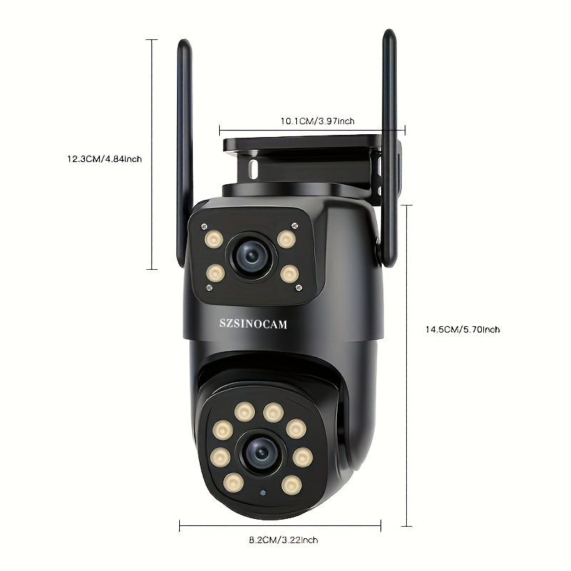 Outdoor WiFi Security Camera with HD Dual Lens Night Vision Motion Alerts Two-Way Audio