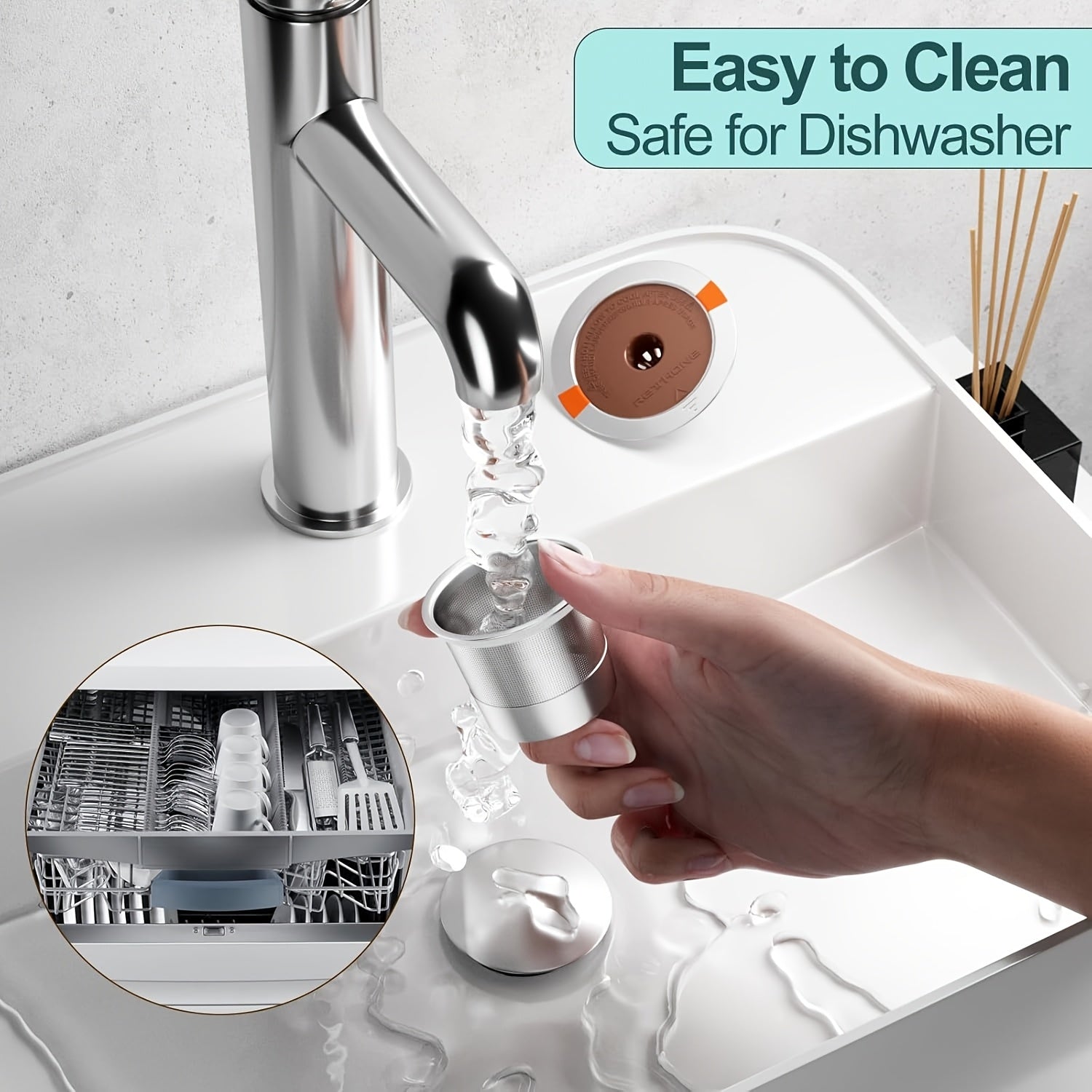 Keurig uchun Gasket bilan 1/2 Paket Qayta ishlatiladigan Stainless Steel Qahva Filtri