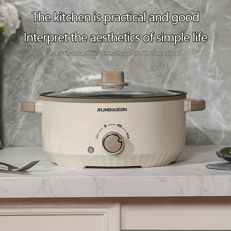 Portativ Elektrik Qozon, Qattiqlashtirilmagan Qovurish va Qozon bilan 3-Kuchlanish Boshqaruvi, Ikki Qavatli Stainless Steel Dizayni - Sho'rva, Qovurish, Go'sht, Makaron uchun Mukammal. Oshxona, Yotoqxona va Kichik uchun Ideal