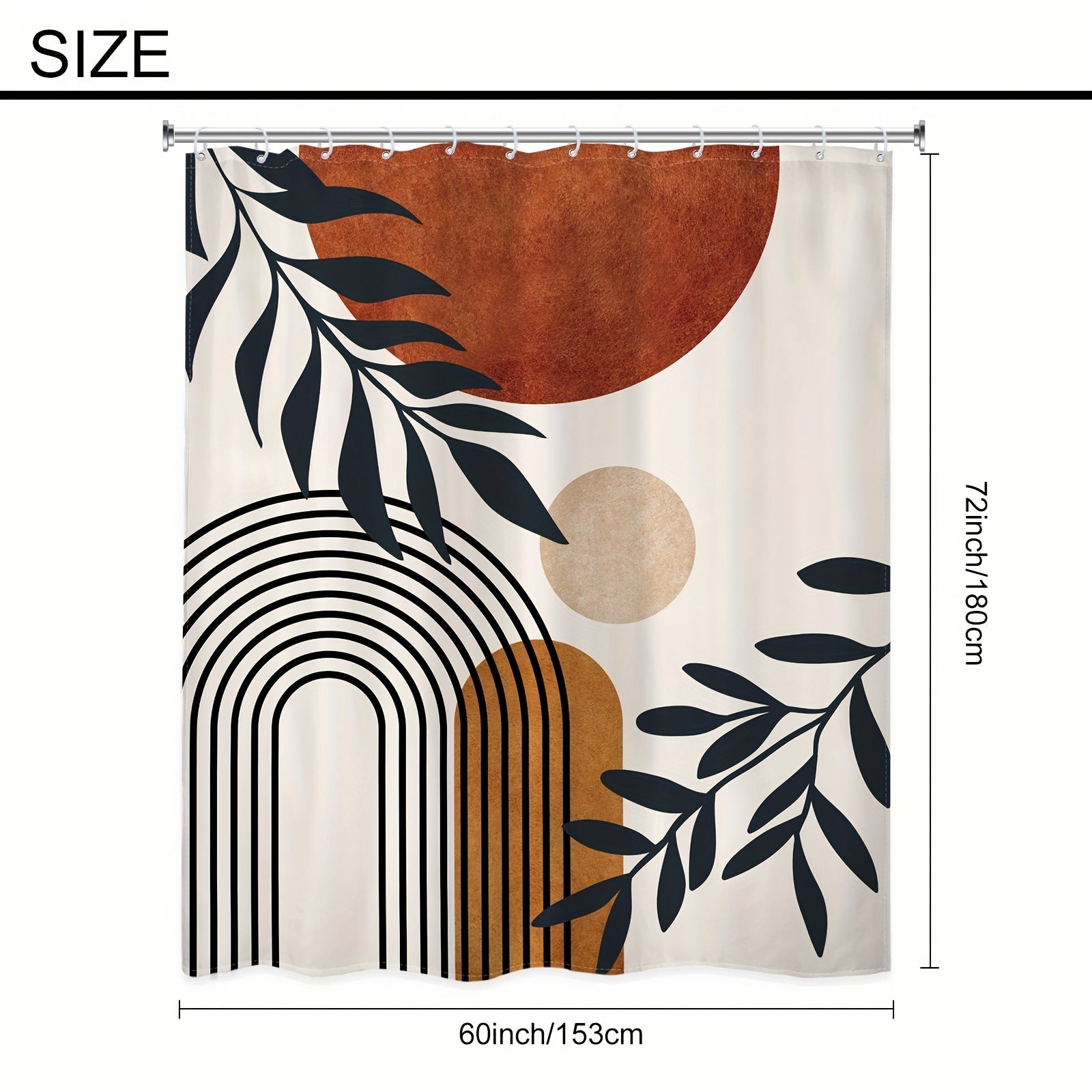 Bohemian Abstract Shower Curtain Set Waterproof with Hooks Non-Slip Bath Mat U-Shaped Toilet Mat and Bathroom Accessories
