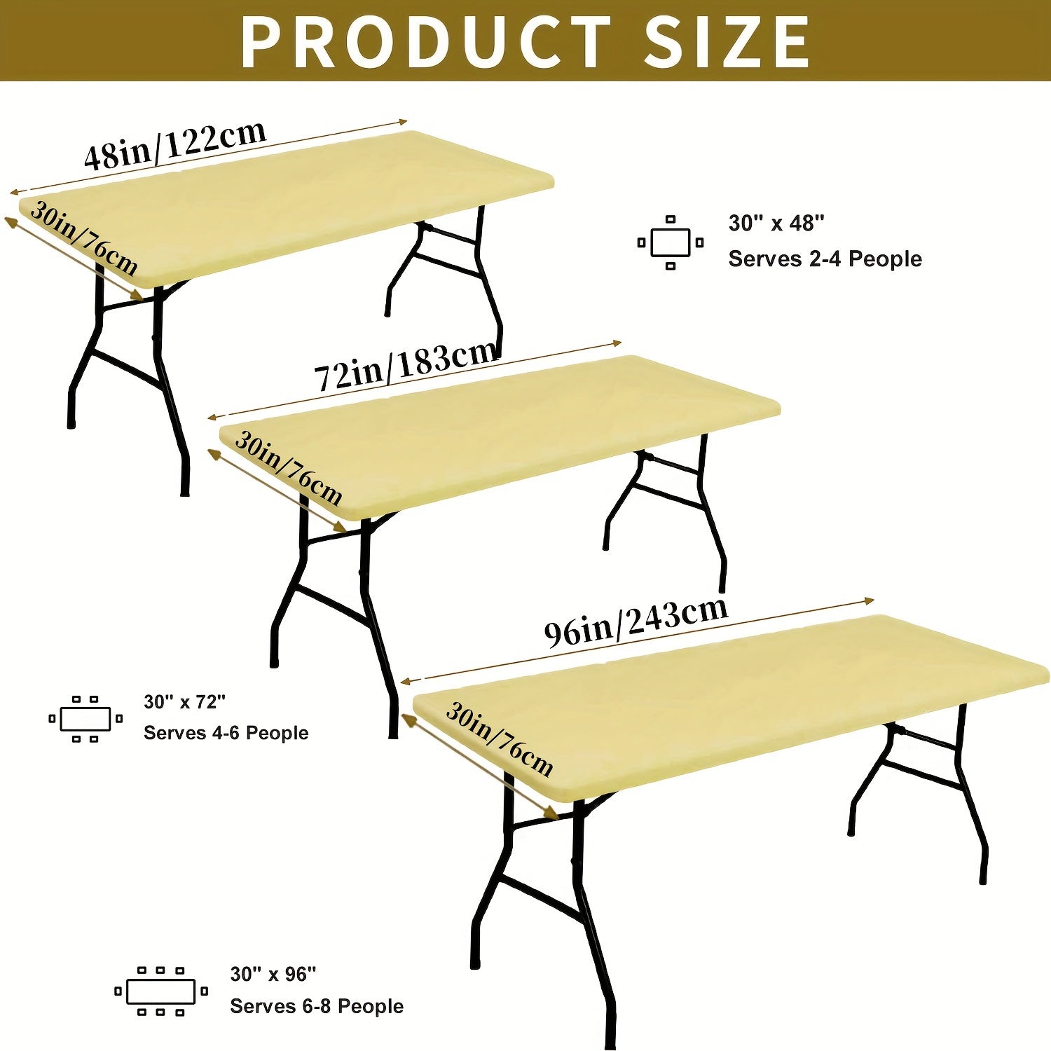 Rectangular Polyester Tablecloth with Elastic Edges for Outdoor Events and Parties