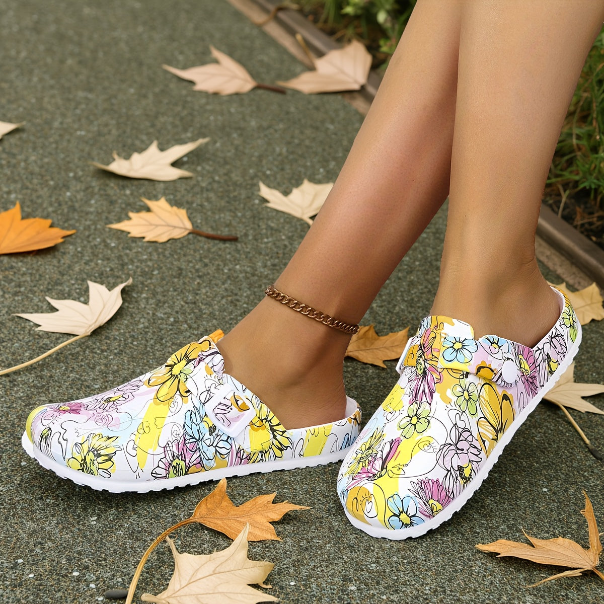 Women's Floral Butterfly Slip-On Slippers - Indoor Outdoor EVA House Shoes