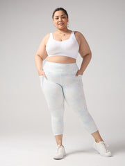 Women's Plus Size Cloud Pattern Capri Leggings High Waist Pilling-Resistant