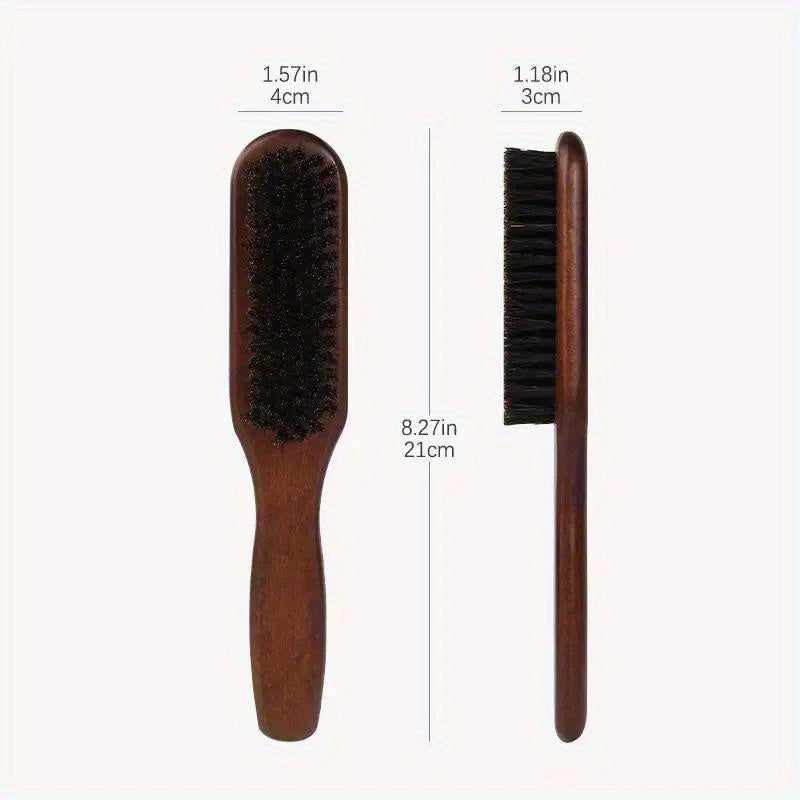 Men Wooden Boar Bristle Hairbrush for Beard Styling and Hair Smoothing