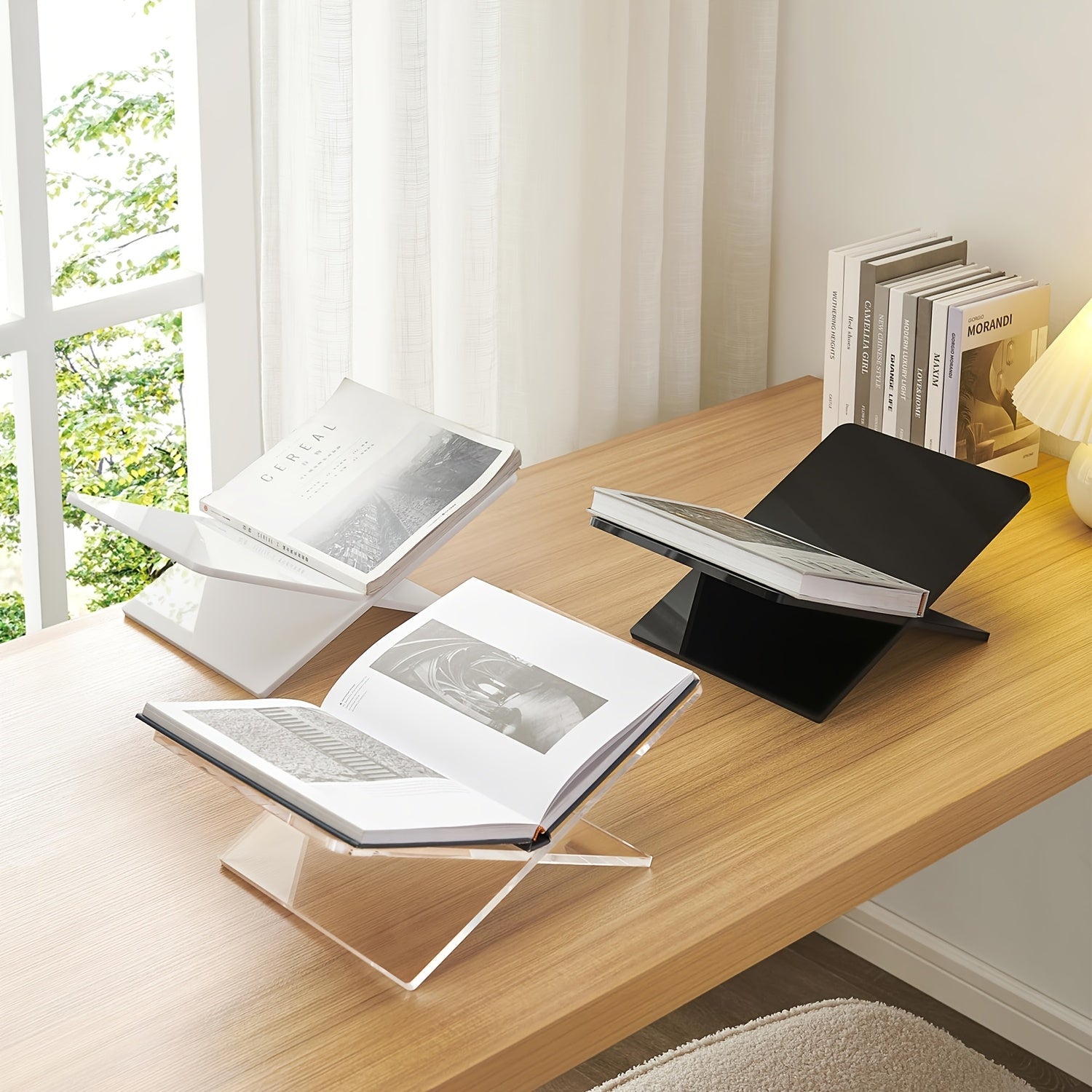 X-Shaped Transparent Acrylic Reading Stand for Books and Magazines