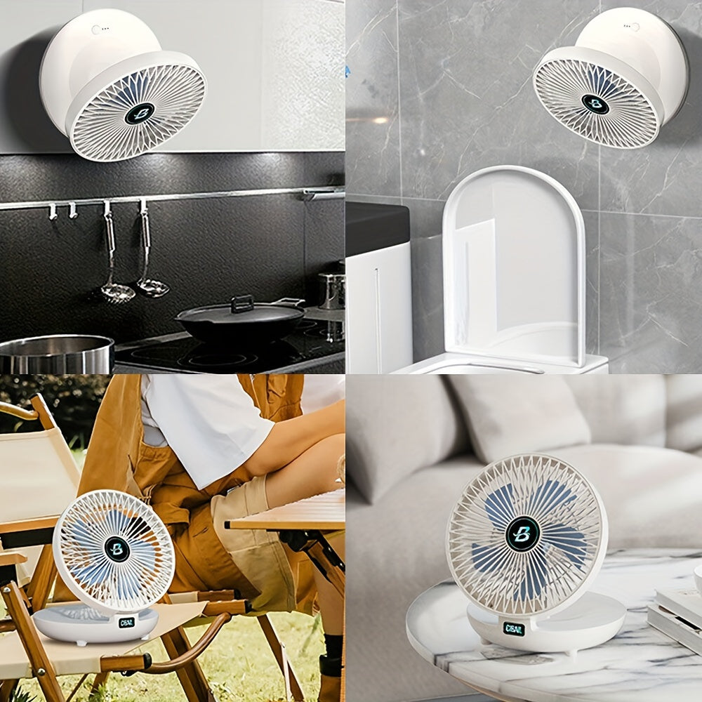 Portable Foldable Fan with Rechargeable Battery for Camping RV Office Travel