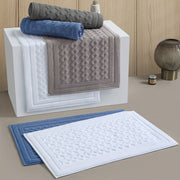 Non-Slip Bath Mat Absorbent Square Rug with Striped or Solid Colors for Bathroom Safety