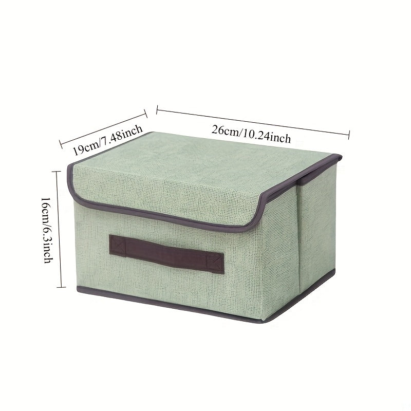 Foldable Storage Box with Lid Dustproof Polyamide Linen Organizer for Clothes